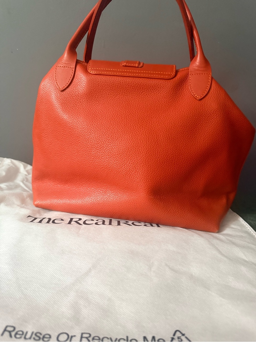 Longchamp Orange Leather Top-Handle Tote bag - Picture 9 of 9